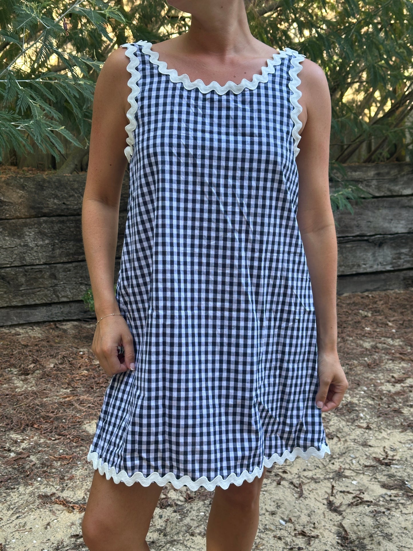 Robe vichy Coline bleue marine