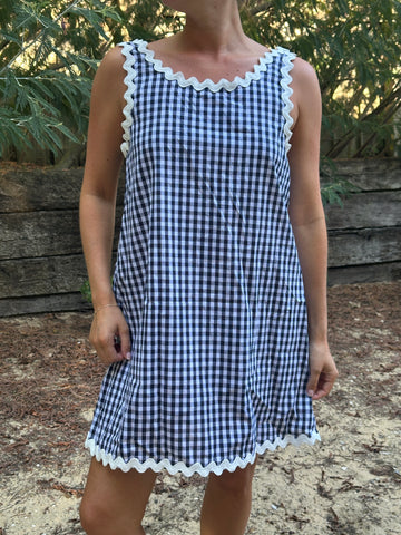 Robe vichy Coline bleue marine
