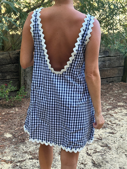Robe vichy Coline bleue marine