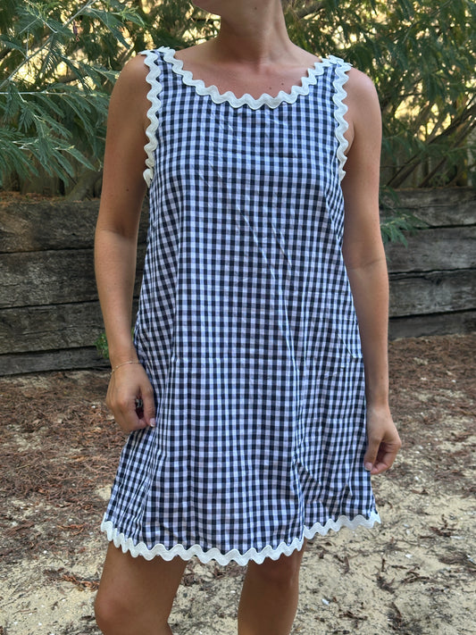 Robe vichy Coline bleue marine