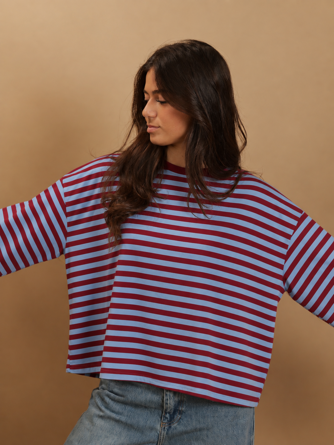 Top Gigi bordeaux et bleu ciel