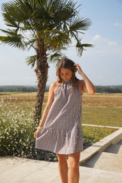 Sofia vichy marron et blanc