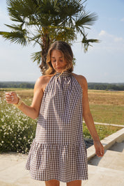 Sofia vichy marron et blanc