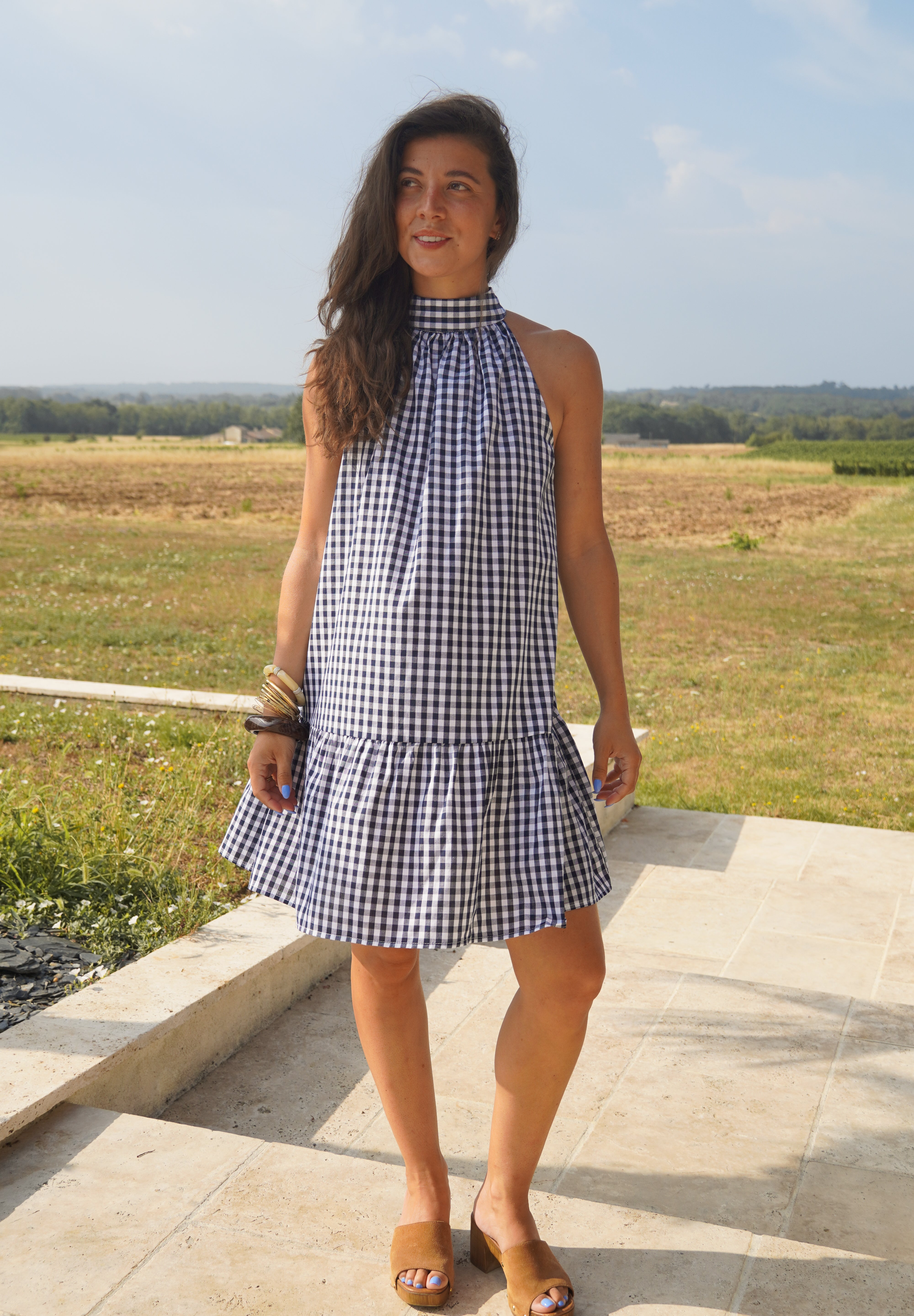 Sofia vichy marine et blanche