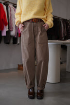 Pantalon barel camel