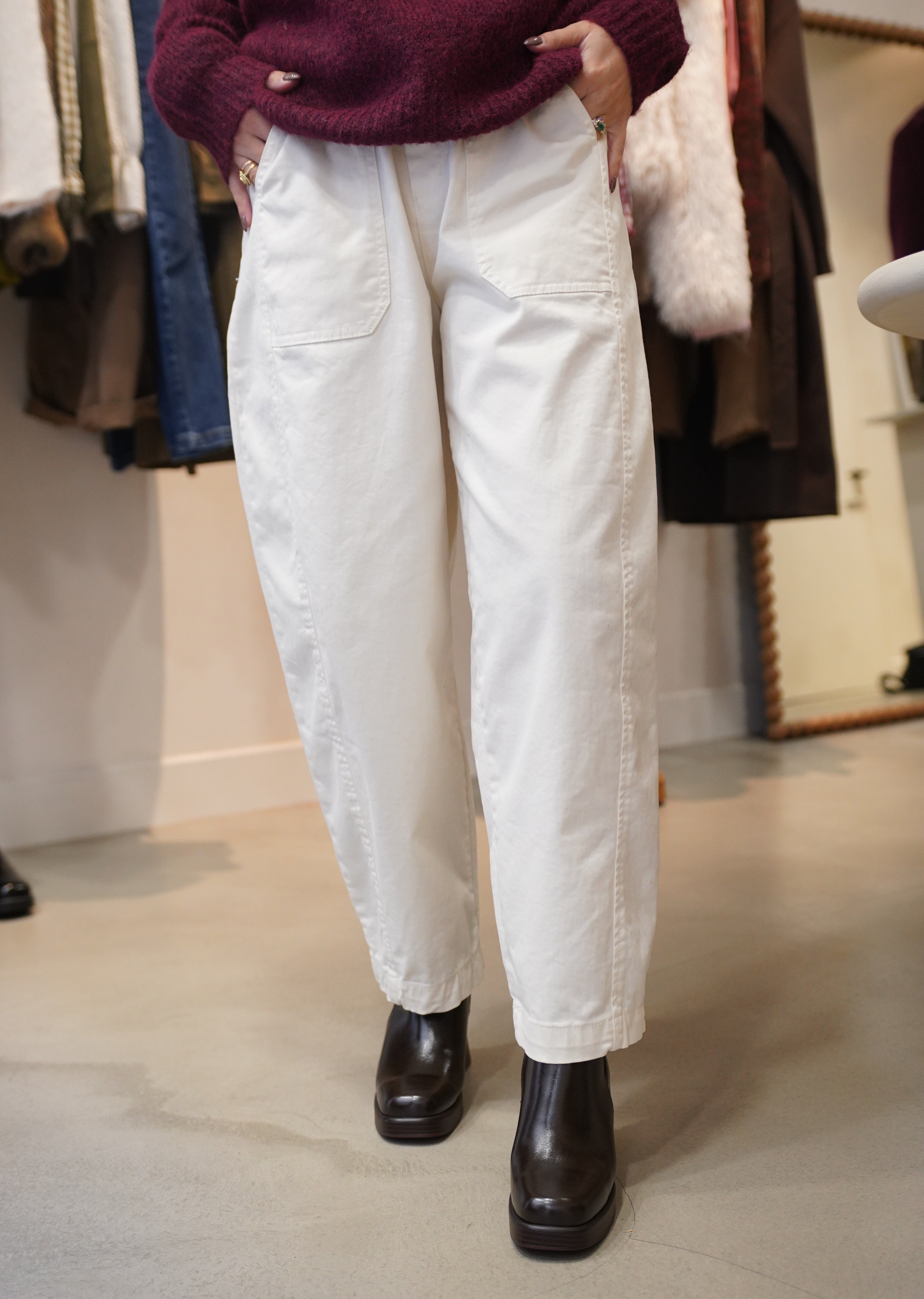 Pantalon barrel écru