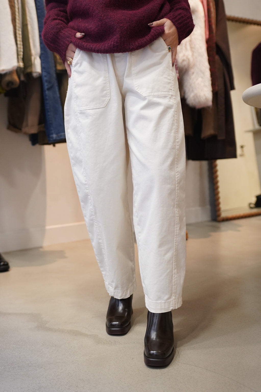 Pantalon barrel blanco