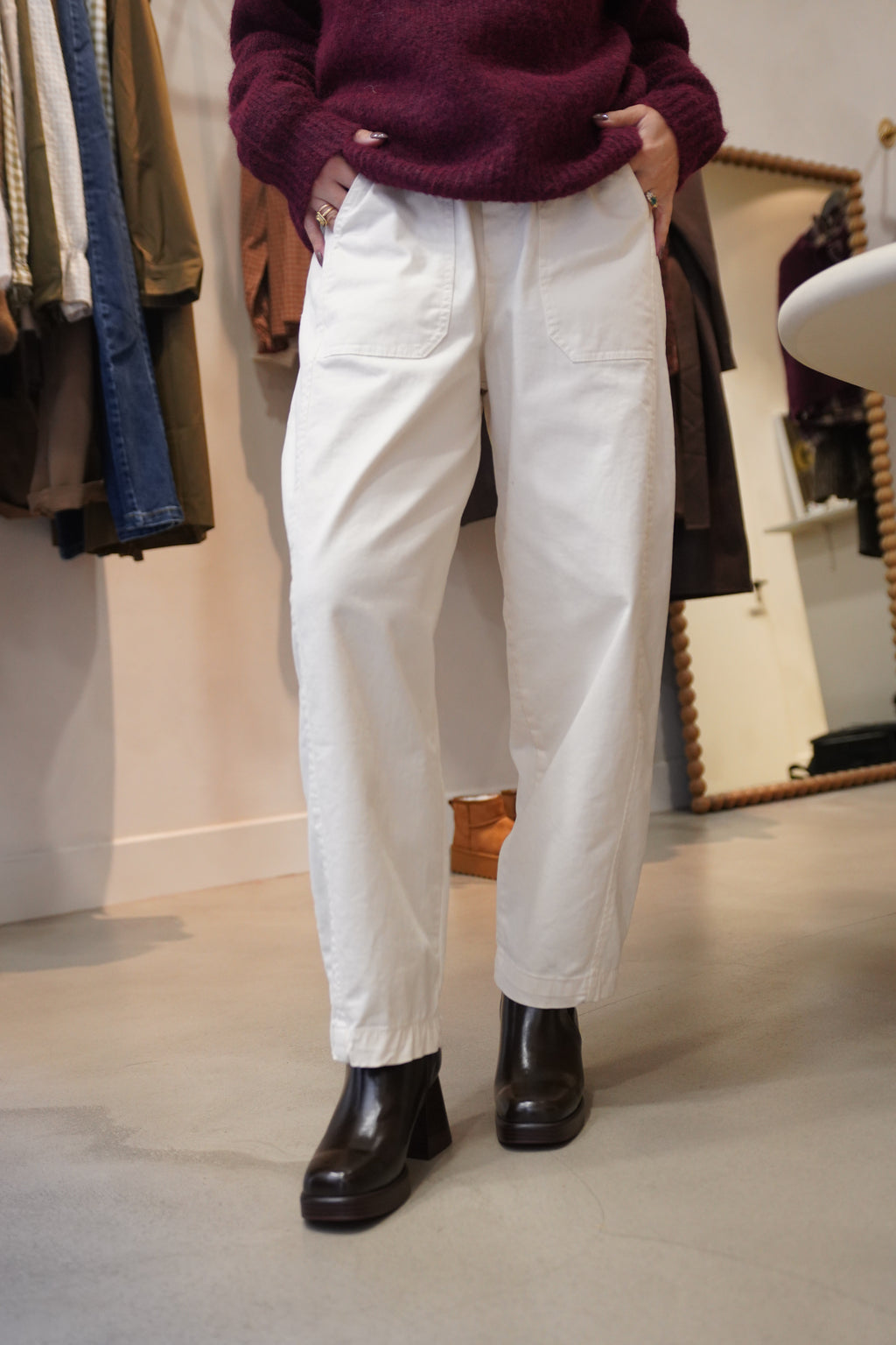 Pantalon barrel blanco