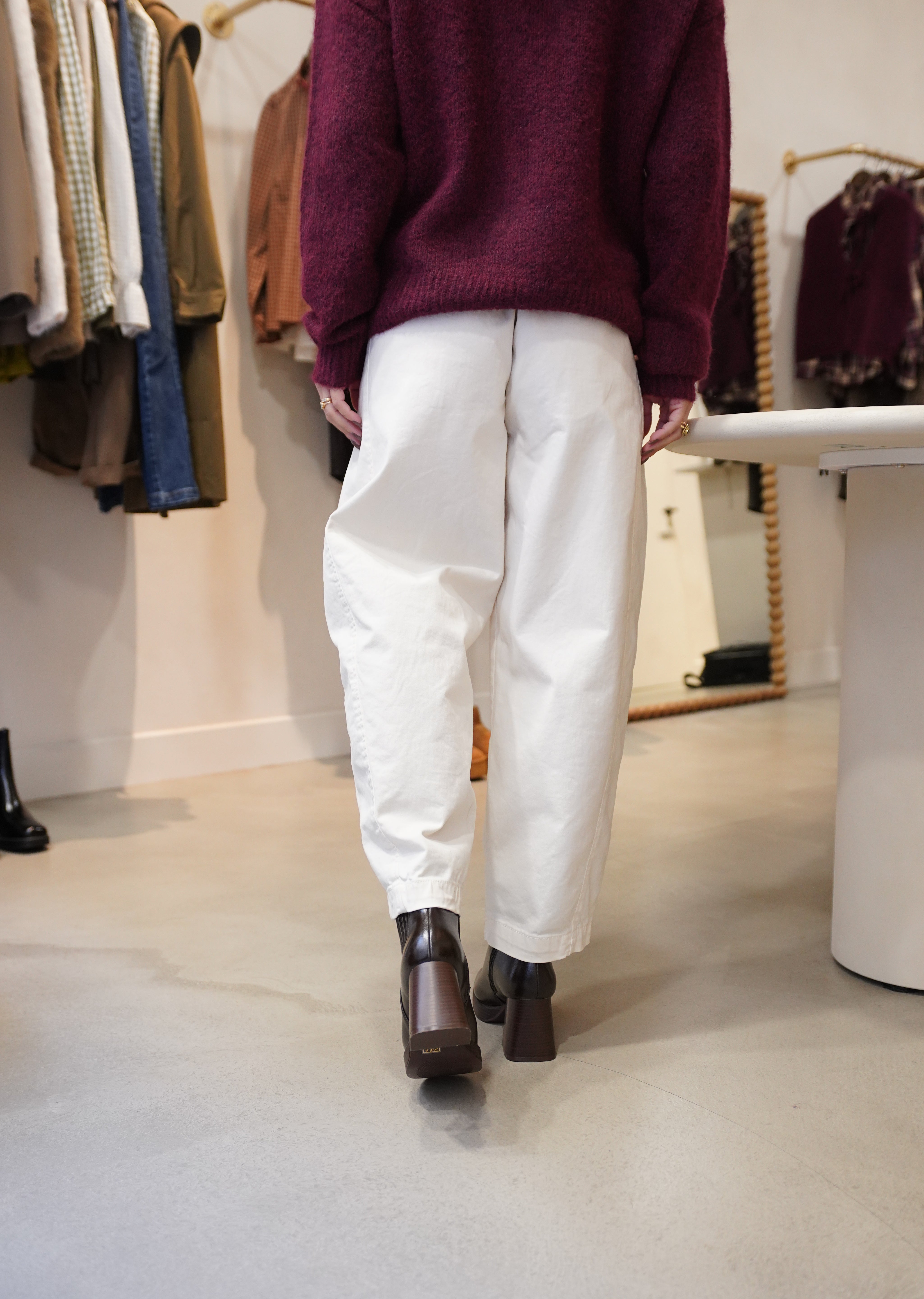 Pantalon barrel écru