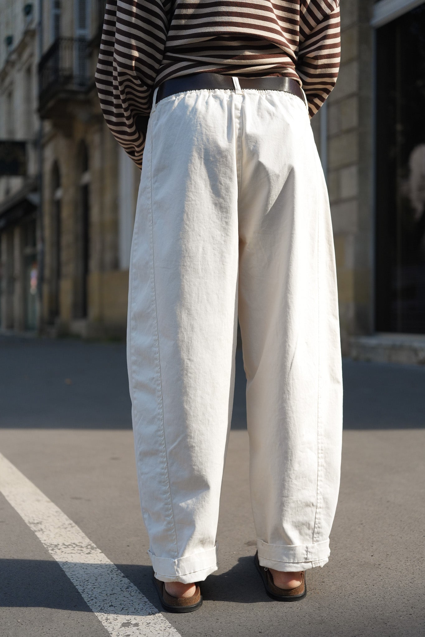 Pantalon barrel écru