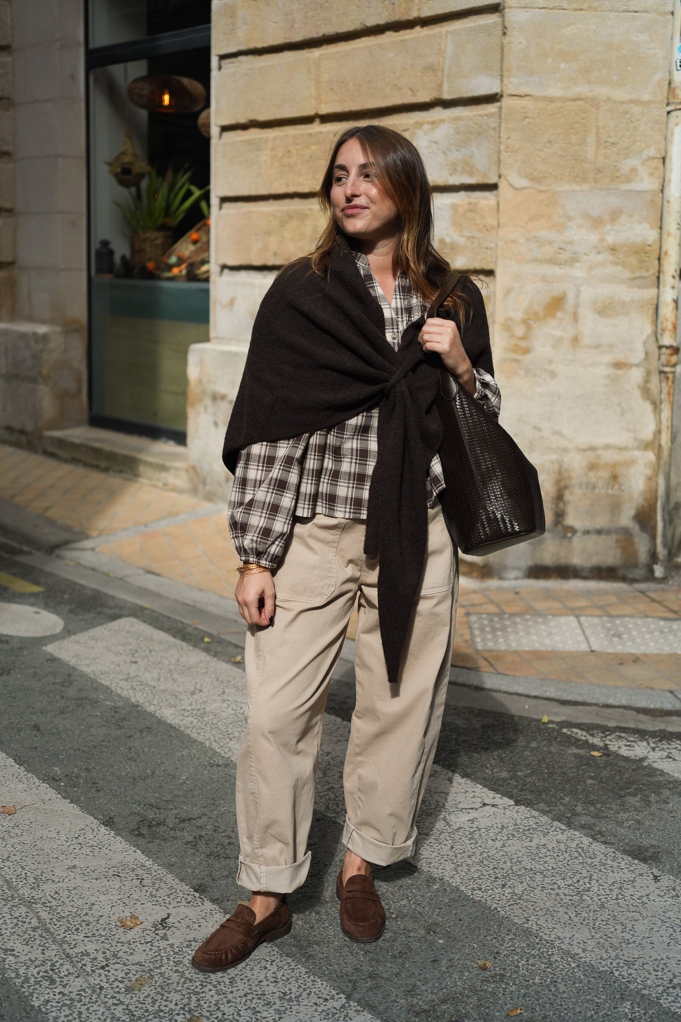Pantalon barrel beige