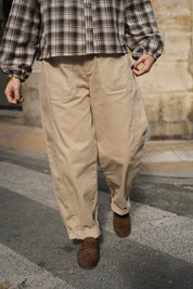 Pantalon barrel beige