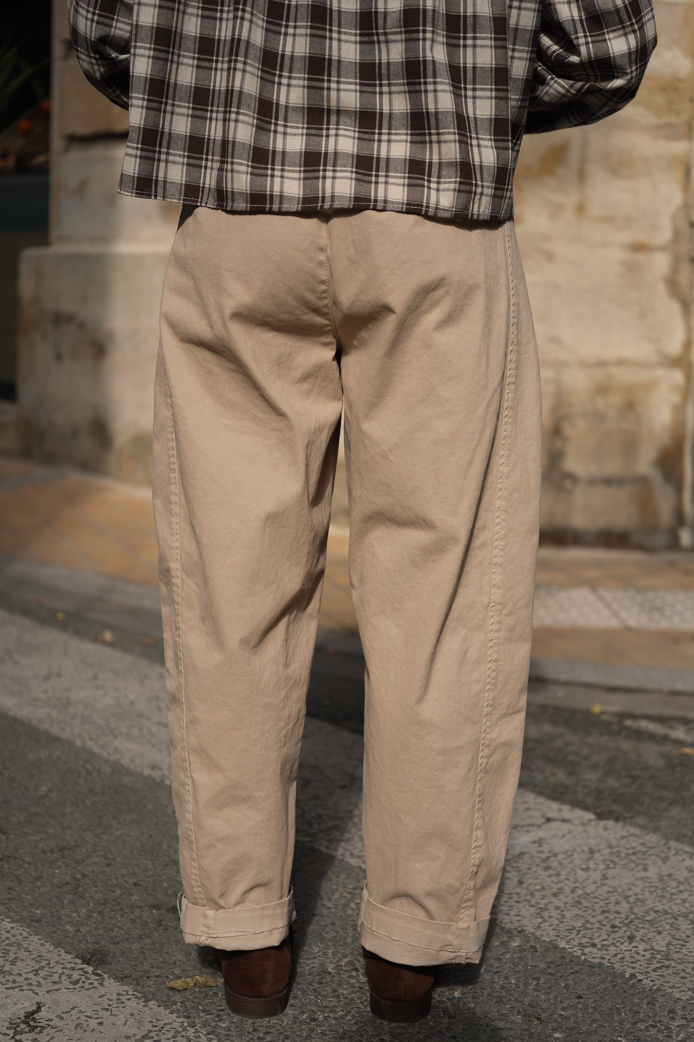 Pantalon barrel beige