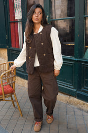 Pantalon barrel chocolat