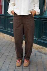 Pantalon barrel chocolat