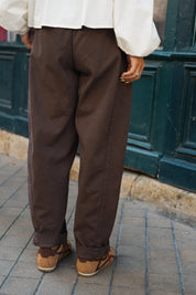 Pantalon barrel chocolat