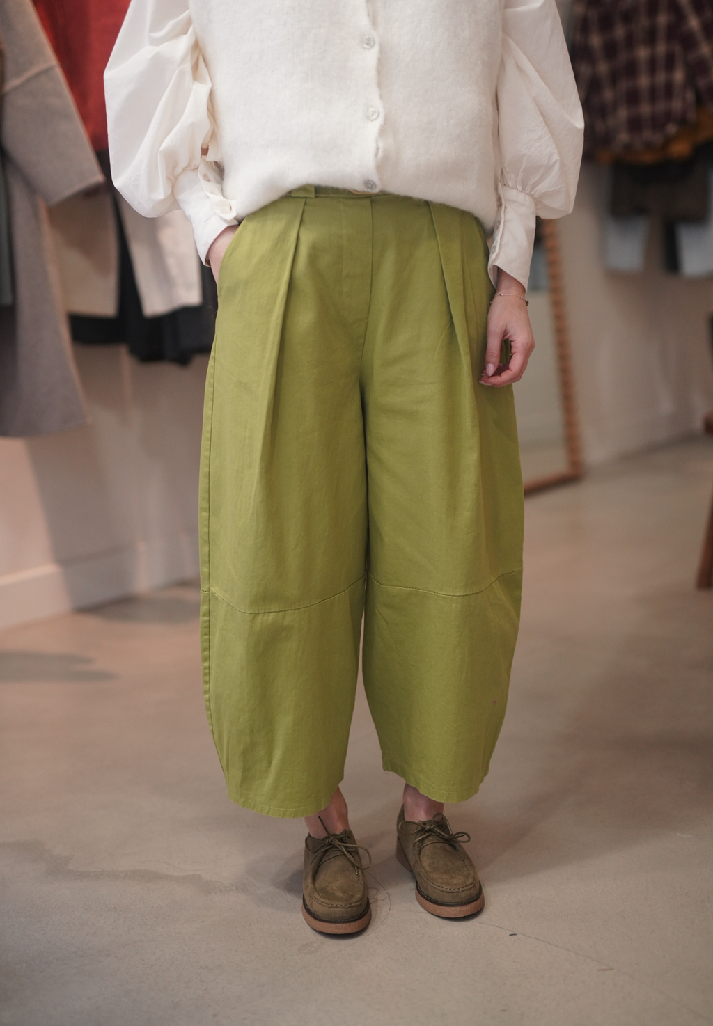 Pantalon barrel Olive
