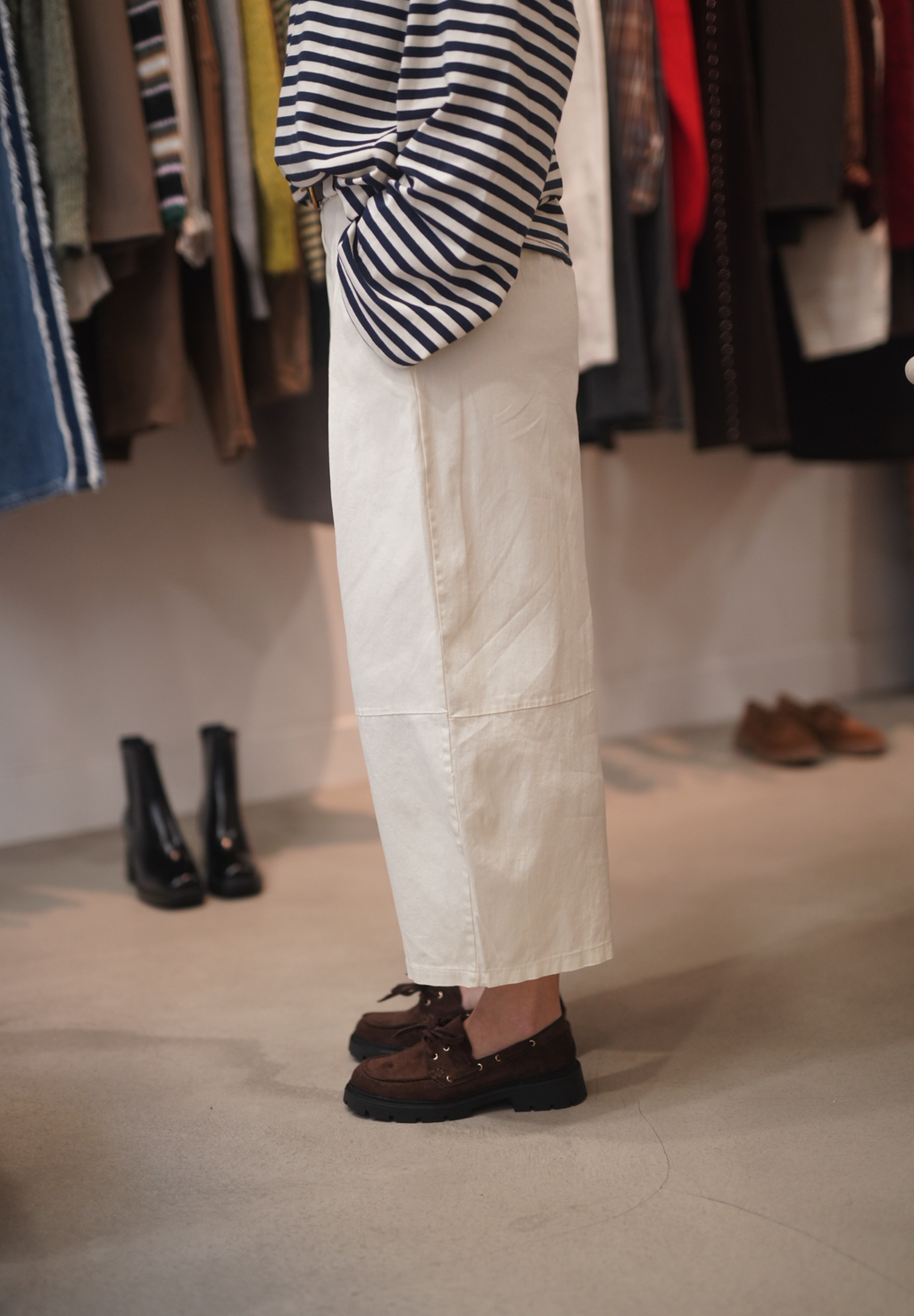 Pantalon barrel crème