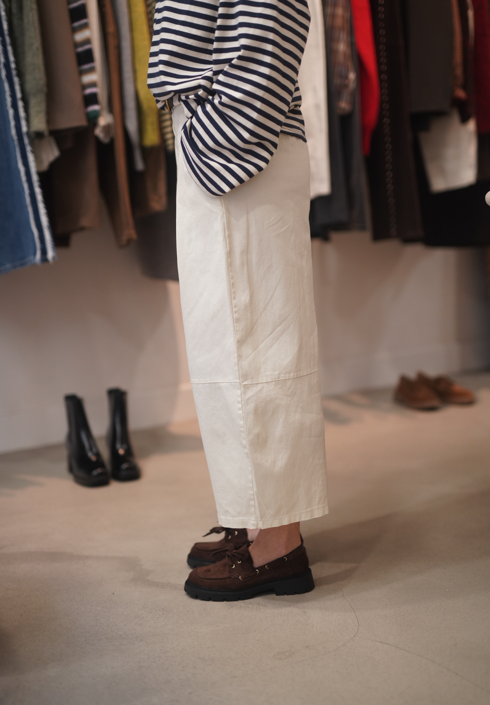 Pantalon barrel crème