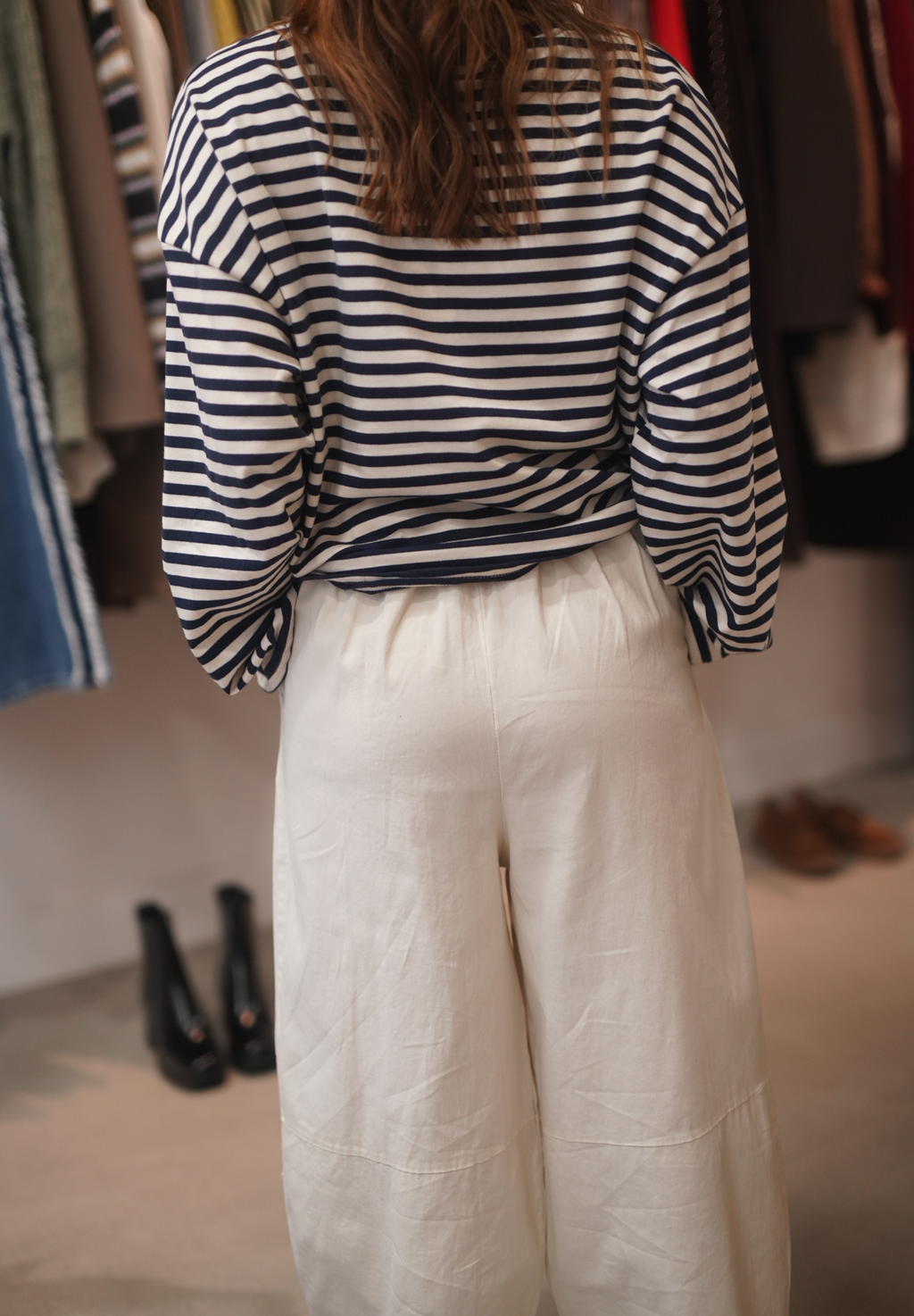 Pantalon barrel crème