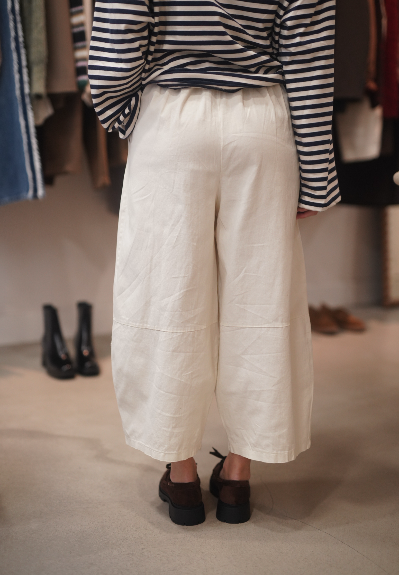 Pantalon barrel crème