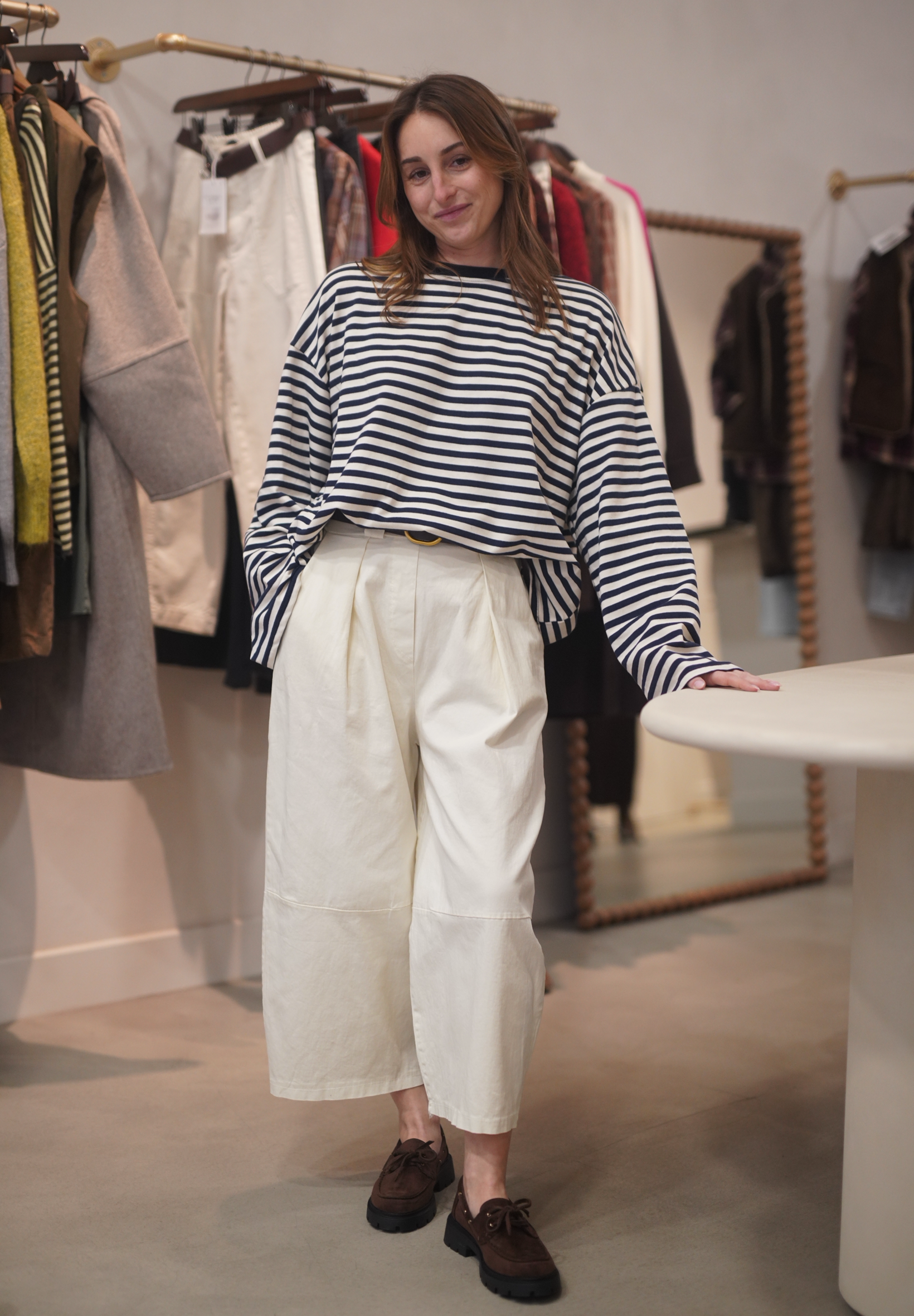 Pantalon barrel crème