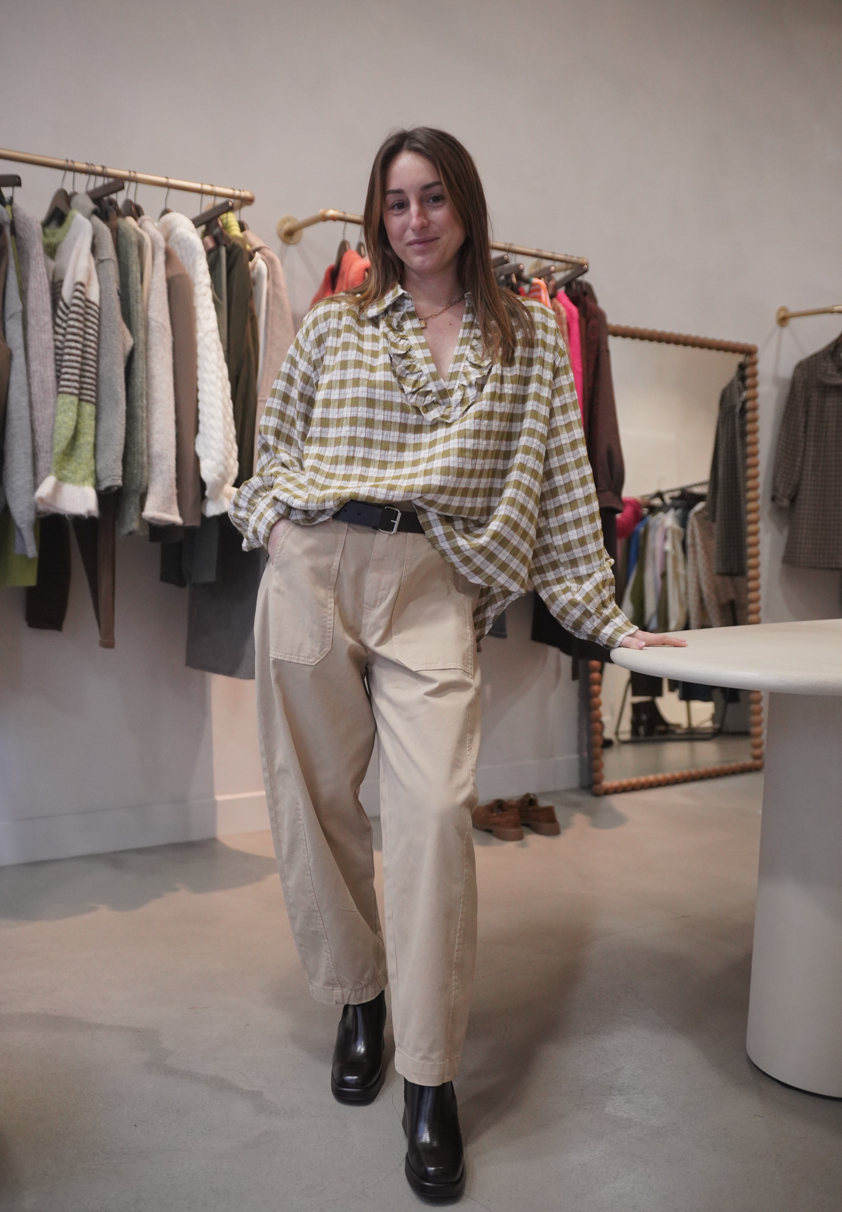 Pantalon barrel beige