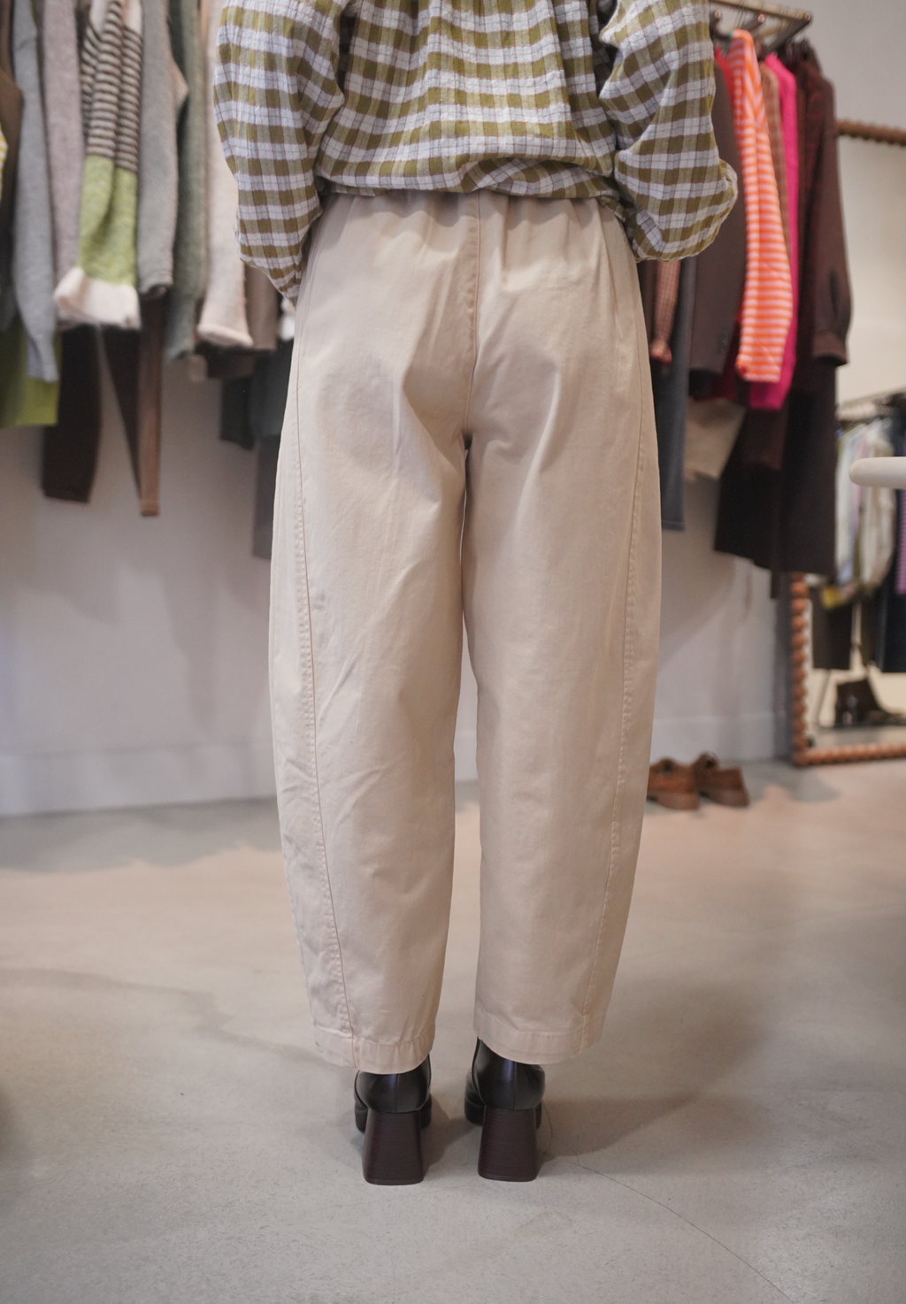 Pantalon barrel beige