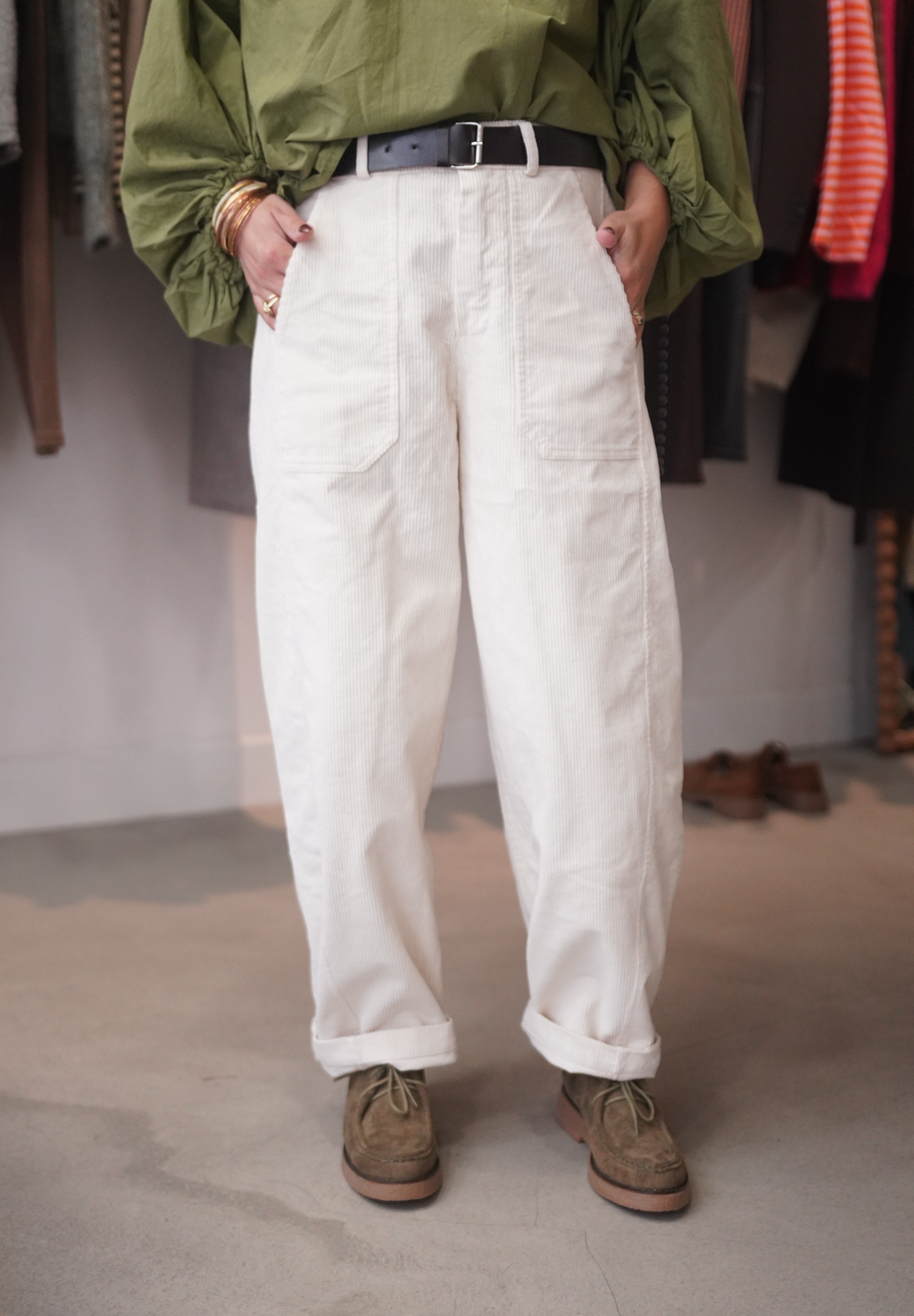 Barrel velours écru