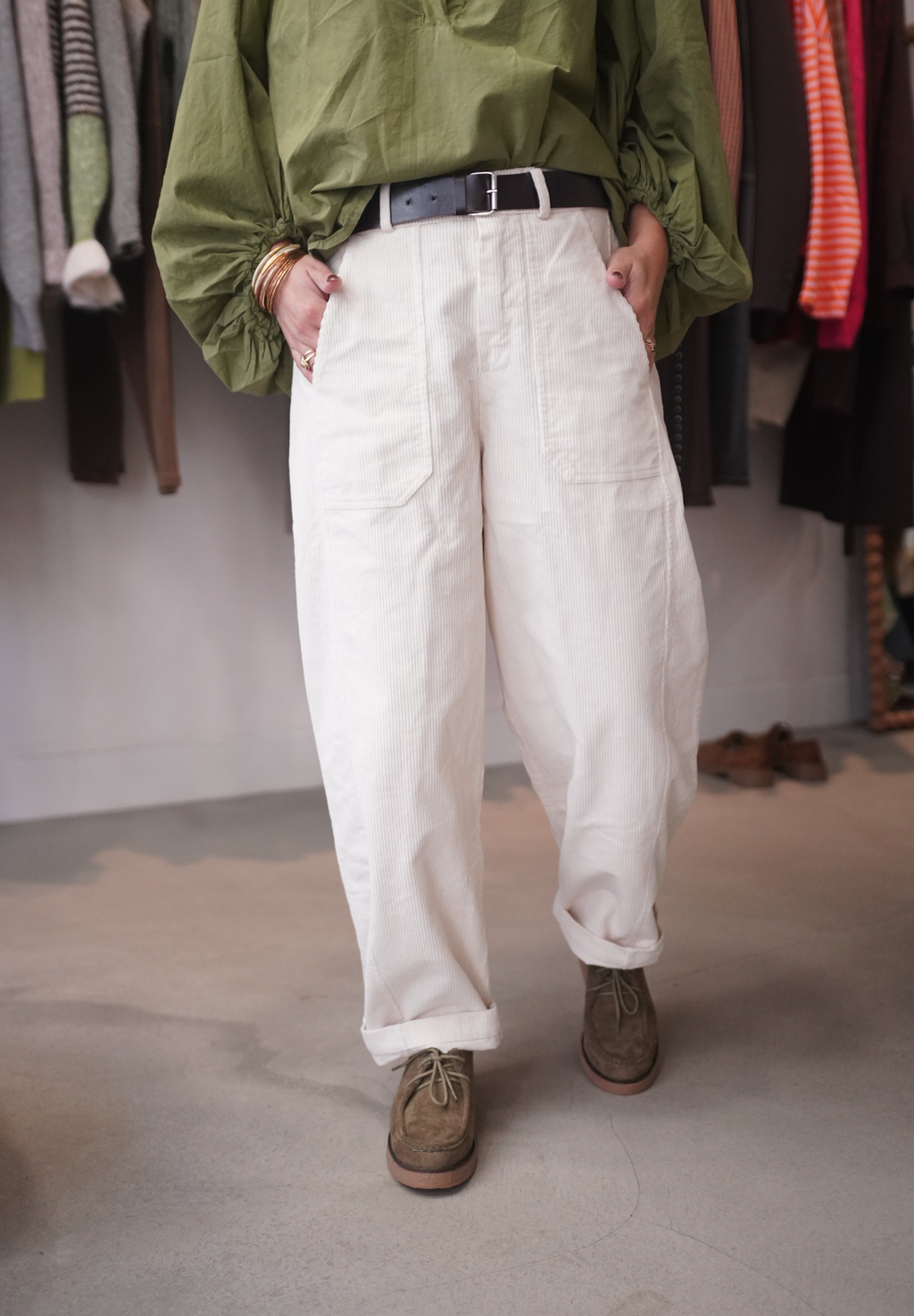 Barrel velours écru