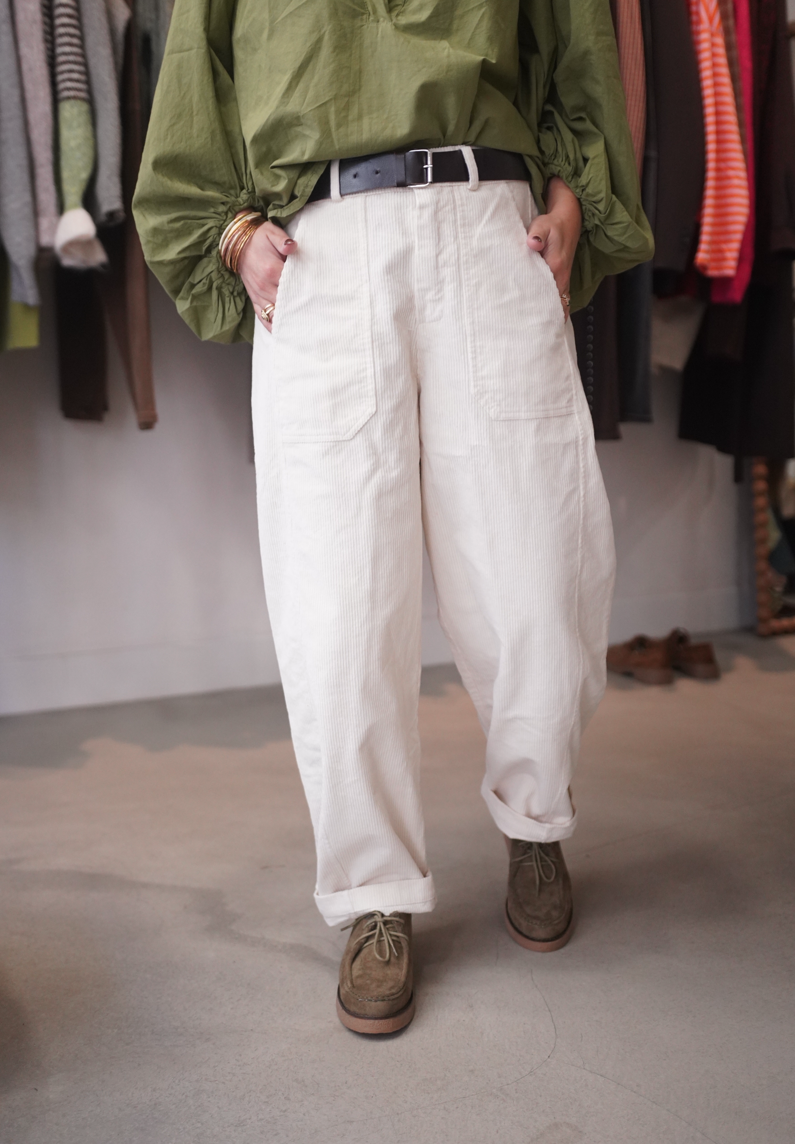 Barrel velours écru