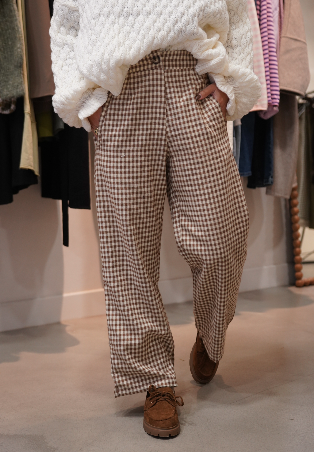 Pantalon Vichy camel loulou