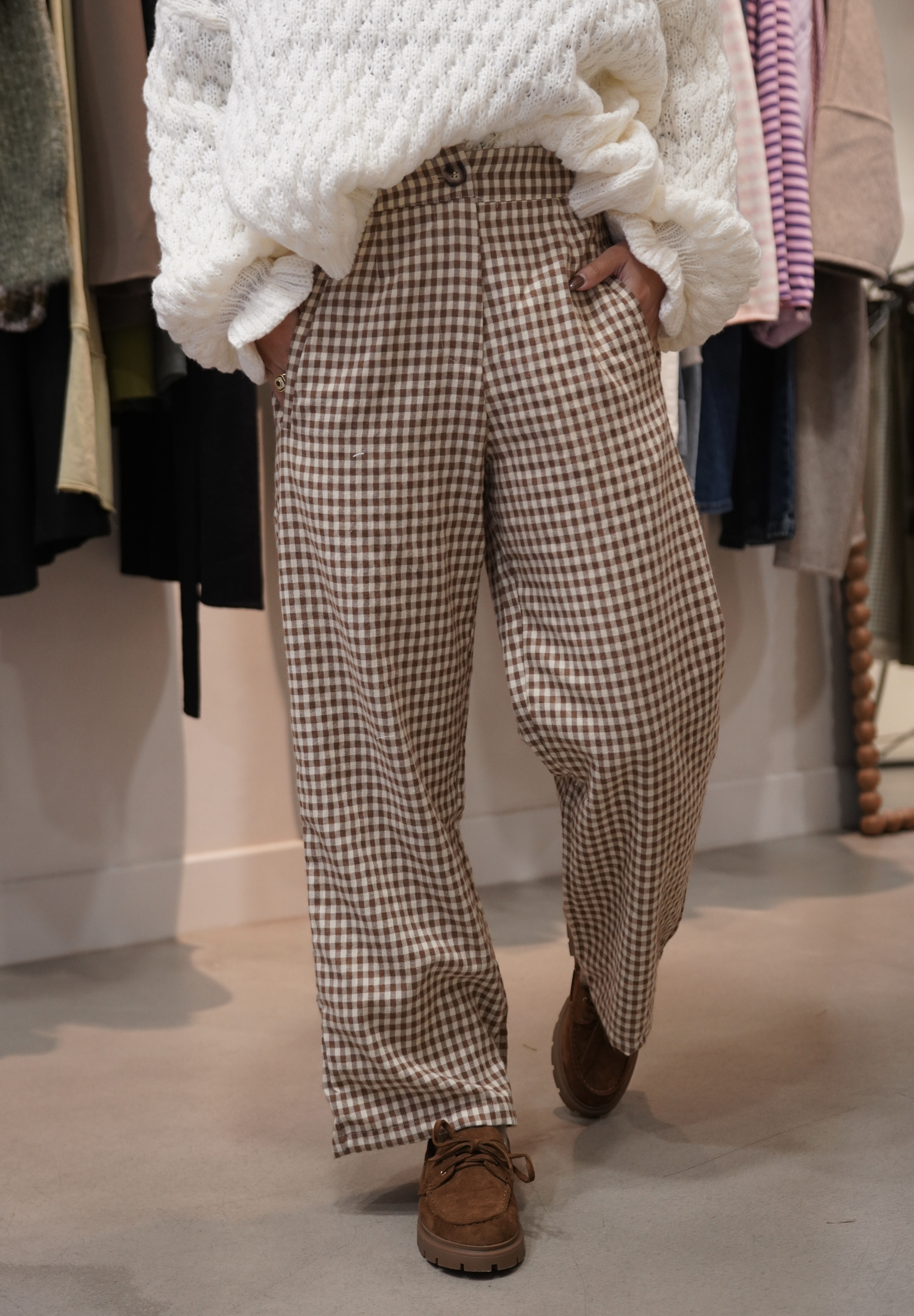 Pantalon Vichy camel loulou