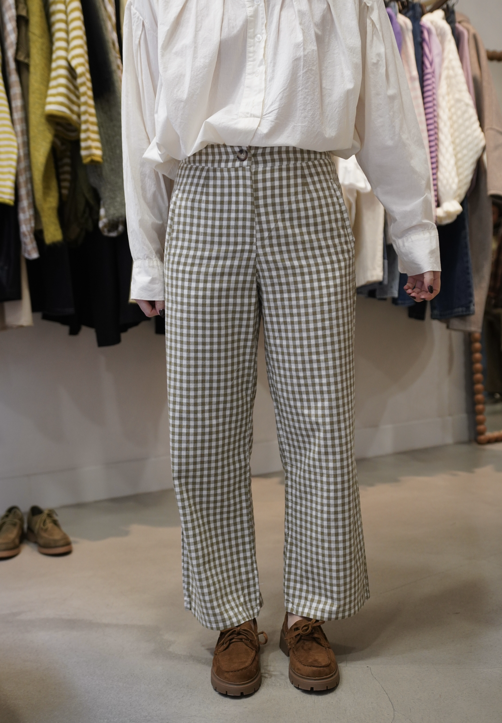 Pantalon Vichy vert loulou