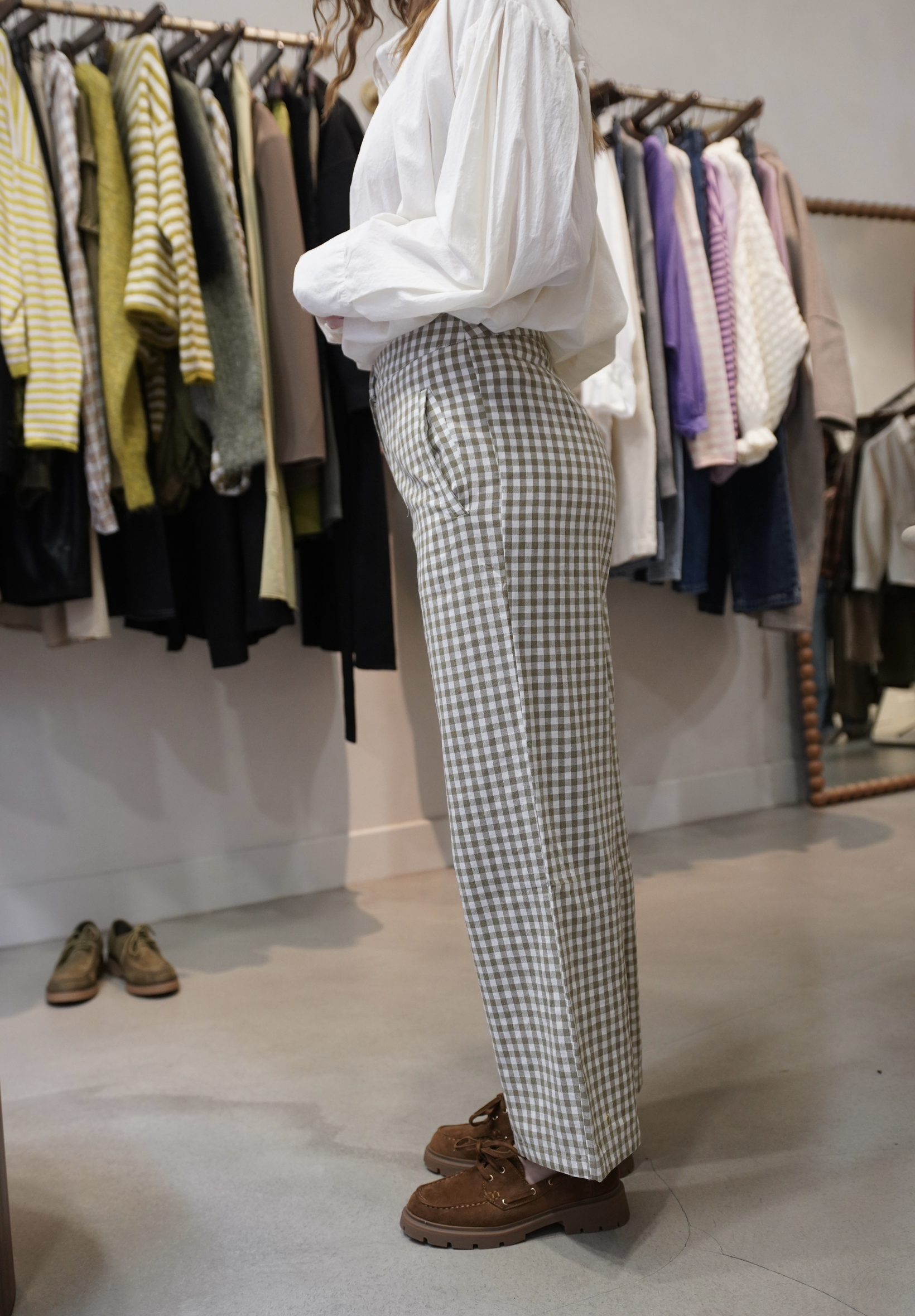 Pantalon Vichy vert loulou