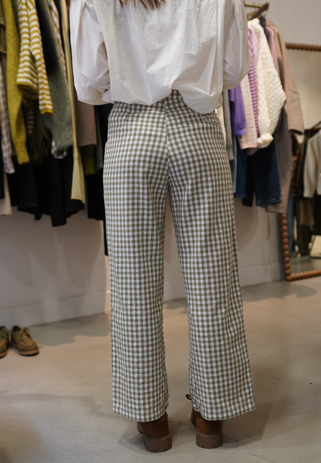 Pantalon Vichy vert loulou