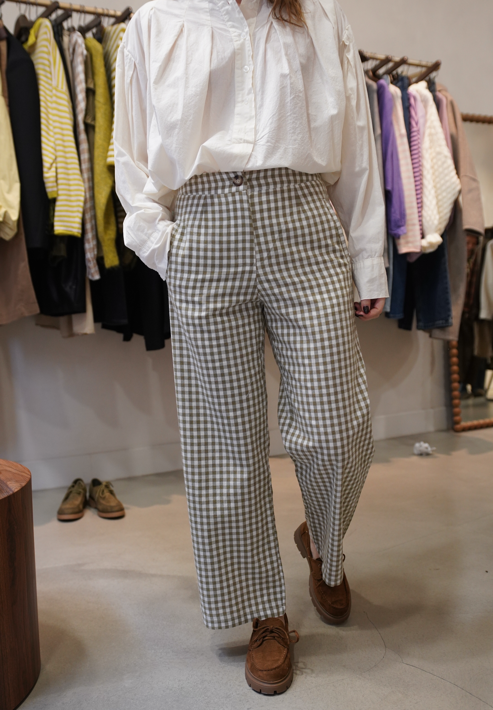 Pantalon Vichy vert loulou