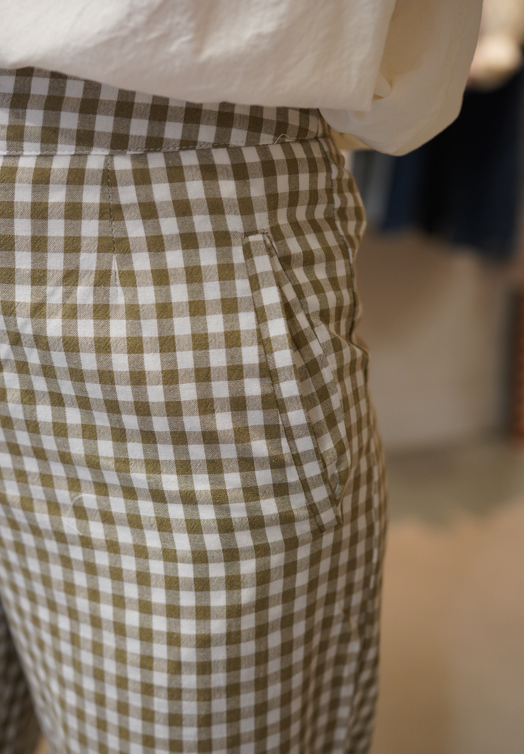 Pantalon Vichy vert loulou