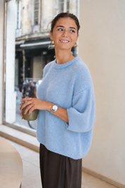 Pull Iris bleu azur