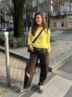 Pantalon ballon simili cuir Andrea