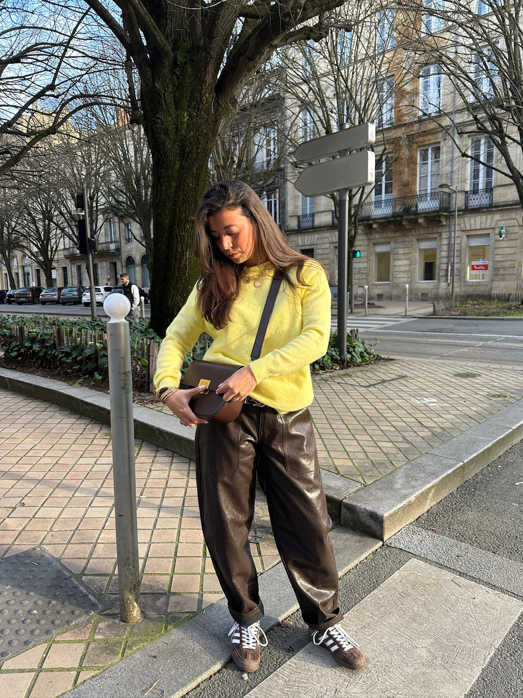 Pantalon ballon simili cuir Andrea