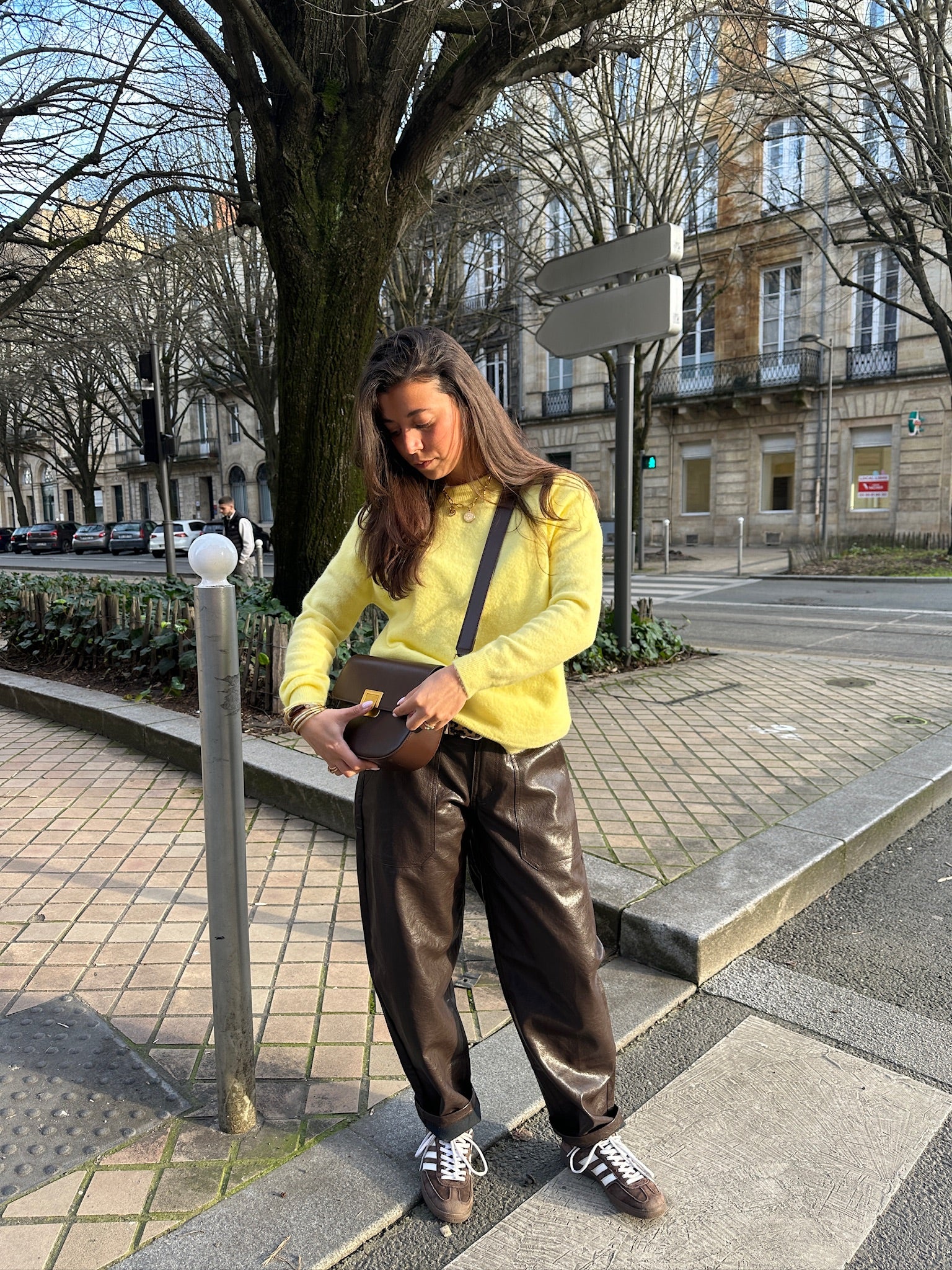 Pantalon ballon simili cuir Andrea