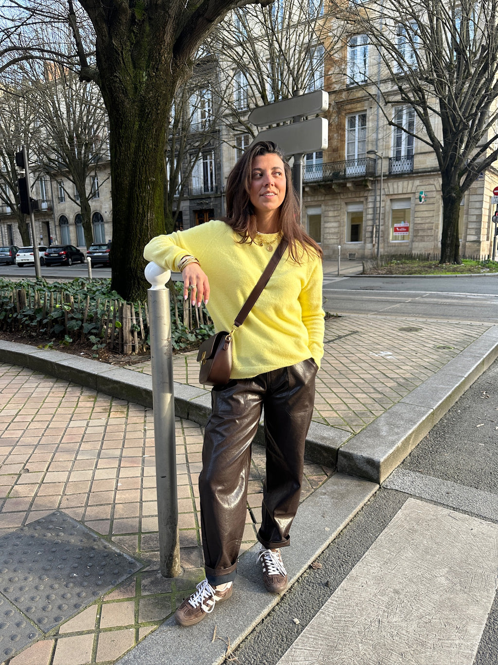 Pantalon ballon simili cuir Andrea