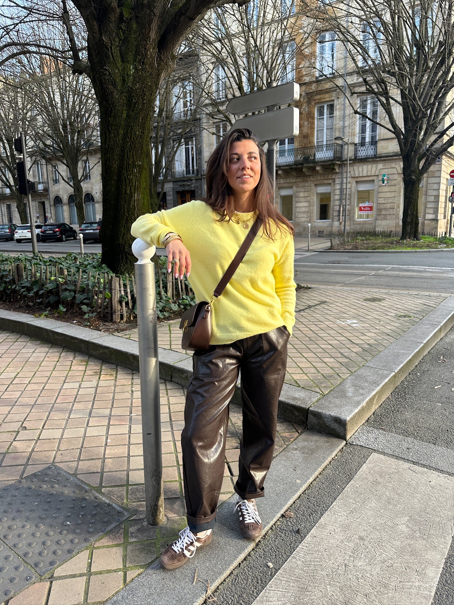 Pantalon ballon simili cuir Andrea