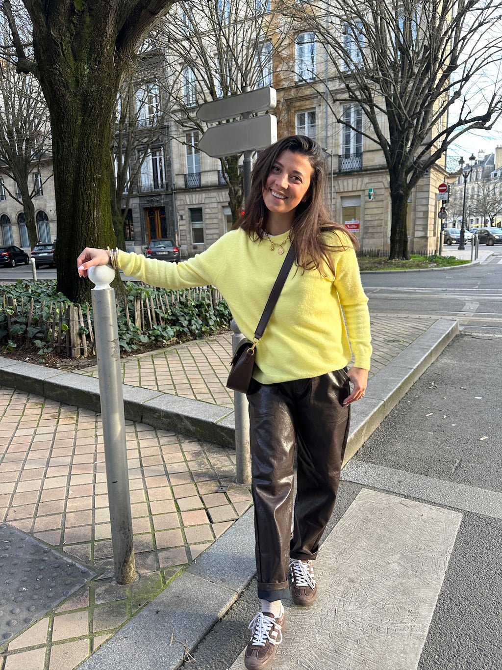 Pantalon ballon simili cuir Andrea