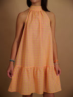 Robe Sofia Vichy Orange & Corail