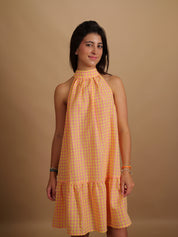 Robe Sofia vichy orange & corail