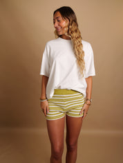 Short Marin vert olive & crème