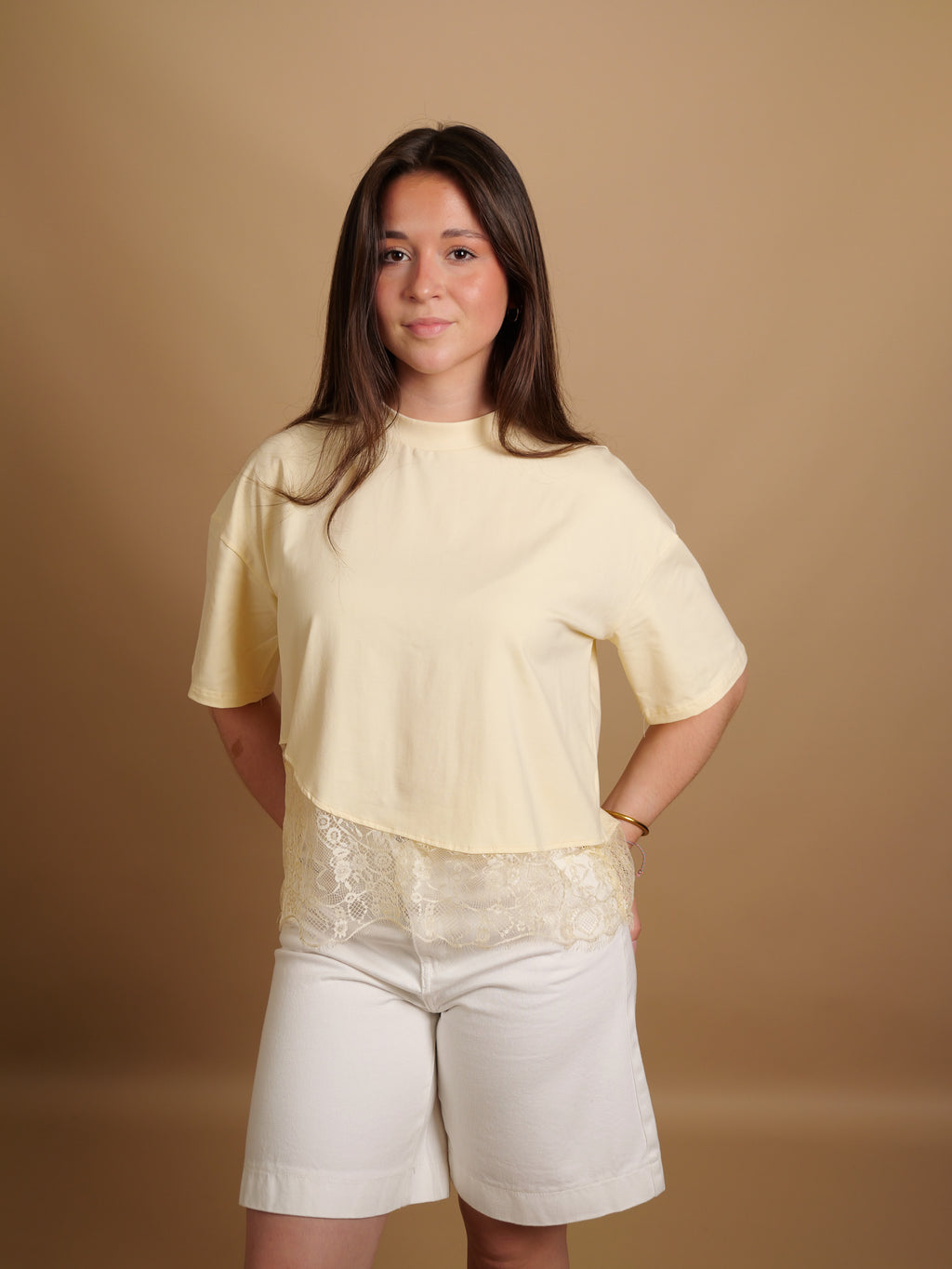 T-shirt Maya Dentelle jaune