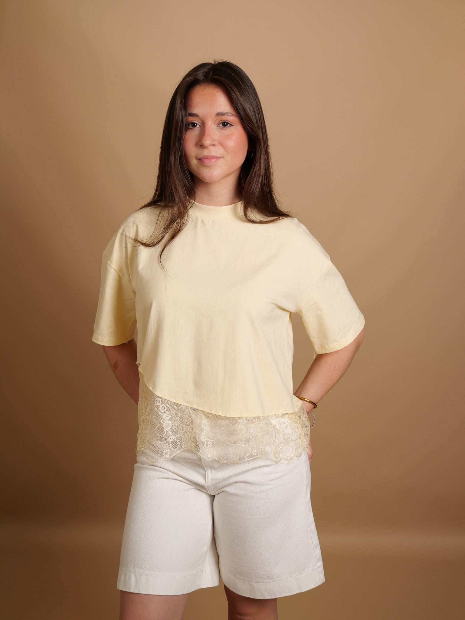 T-shirt Maya Dentelle jaune